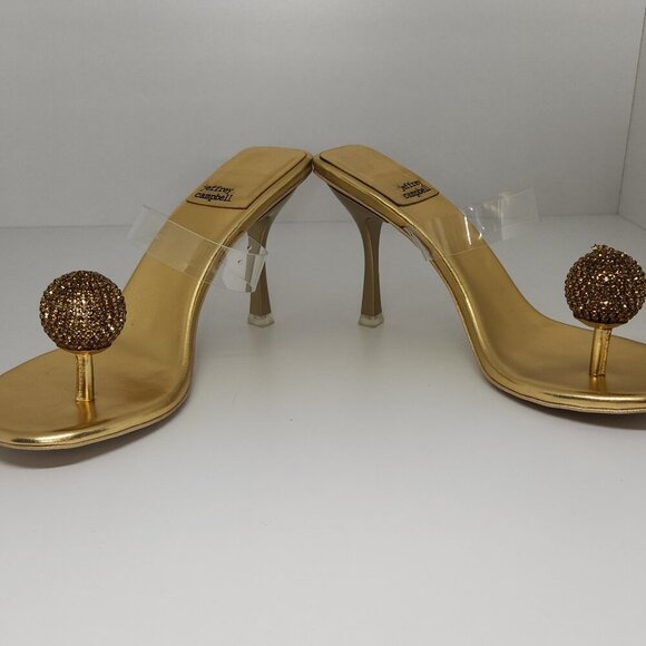 Jeffrey Campell Polished Sandal Heel Metallic Gold Rhinestone Size 7 - Picture 13 of 14